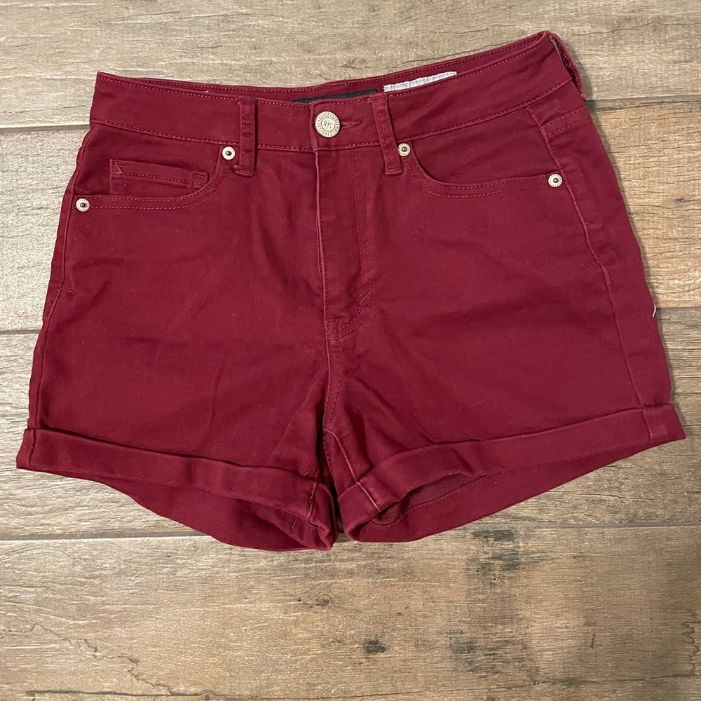 Burgundy High Waisted MIDI Shorts
